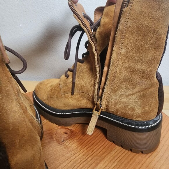 Tory Burch Combat Boots Womens Size 5M Brown Suede Ankle Lace Up Lug Sole 10942 - Picture 6 of 13